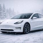Электромобиль Tesla на дороге