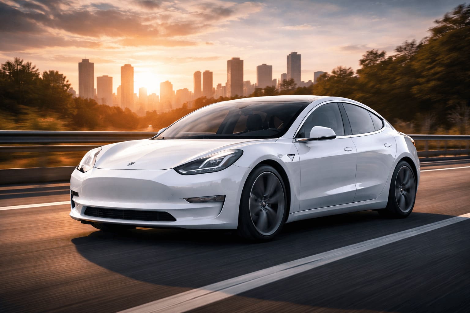 elektromobil tesla v dvizhenii