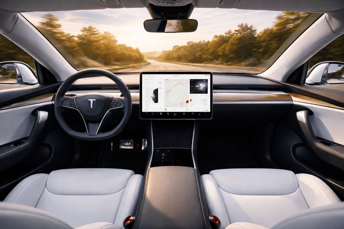 interer tesla bolshoj czentralnyj ekran