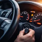 двигатель долго заводится запуск автомобиля ключ зажигания приборная панель