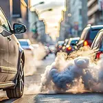 Дым из выхлопной трубы дизельного двигателя автомобиля