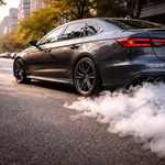 резко появился дым из выхлопной трубы автомобиля