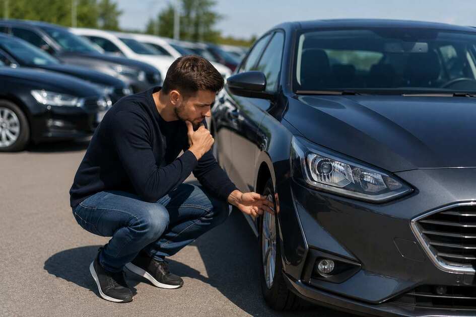 Покупатель проверяет автомобиль из Европы перед покупкой