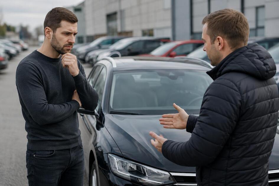 Покупатель проверяет авто из Европы перед покупкой и общается с продавцом